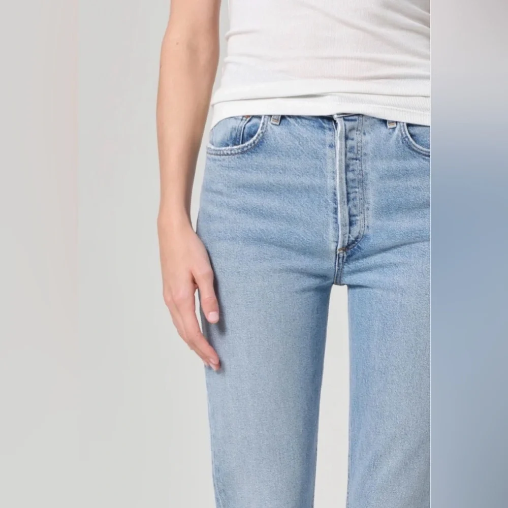 Agolde Distressed Riley Crop Jean 31 100% Cotton No Stretch - Picture 1 of 10